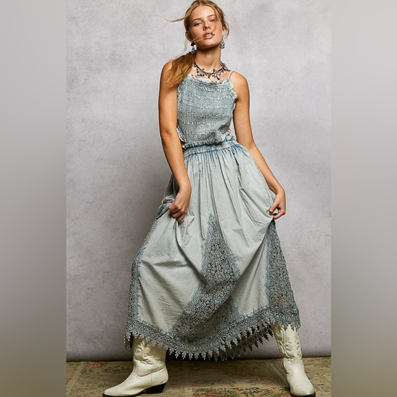 PD01 New POL Boho Smocked Cutout Maxi Dress - Picture 4 of 6